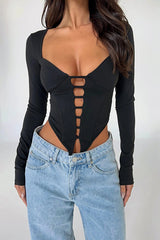 Tie Cut Out V-neck Crop Top