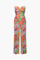 Floral Print Twist Front Pleated Jumpsuit