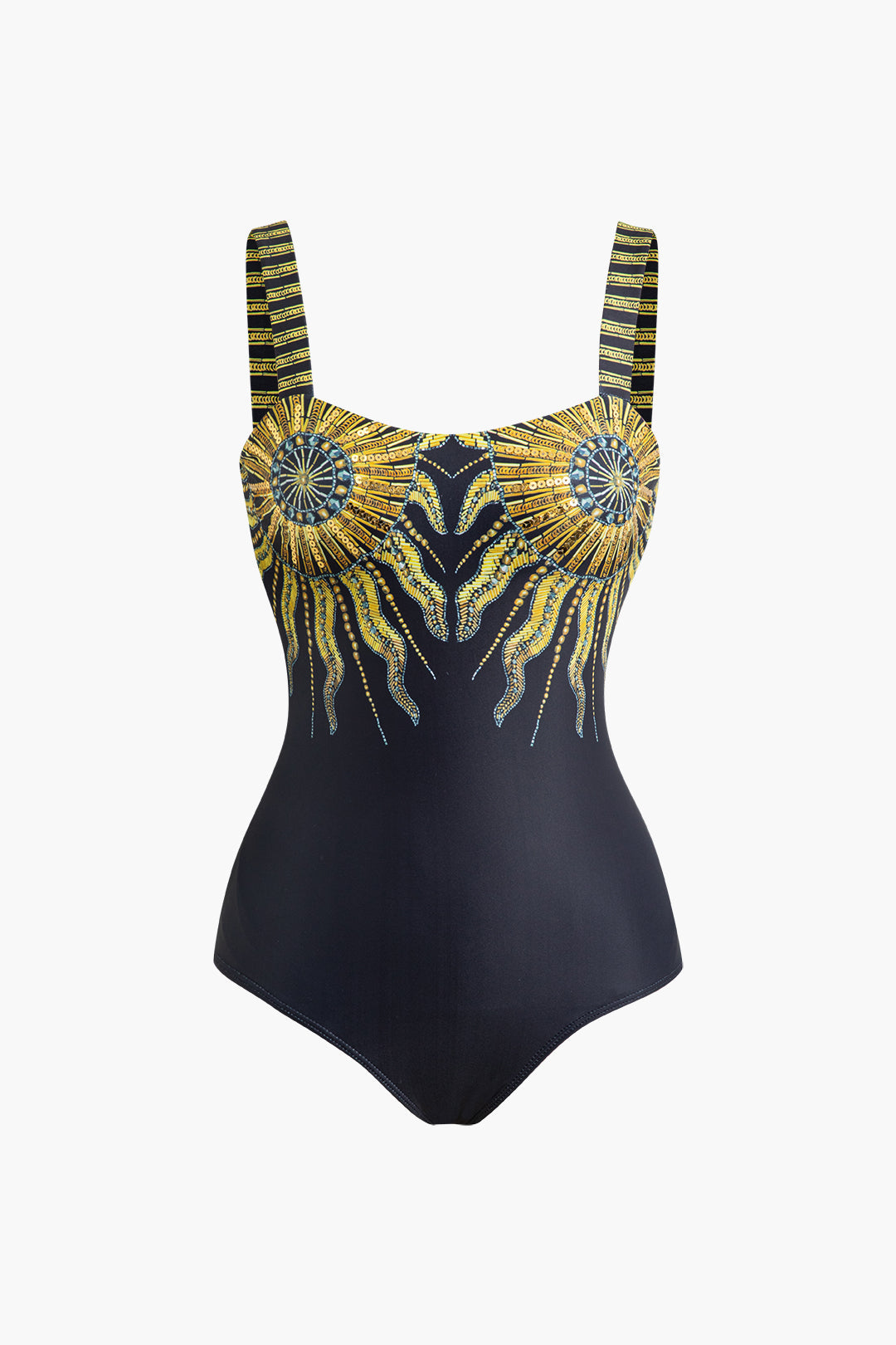 Sequin Abstract Print Swimsuit