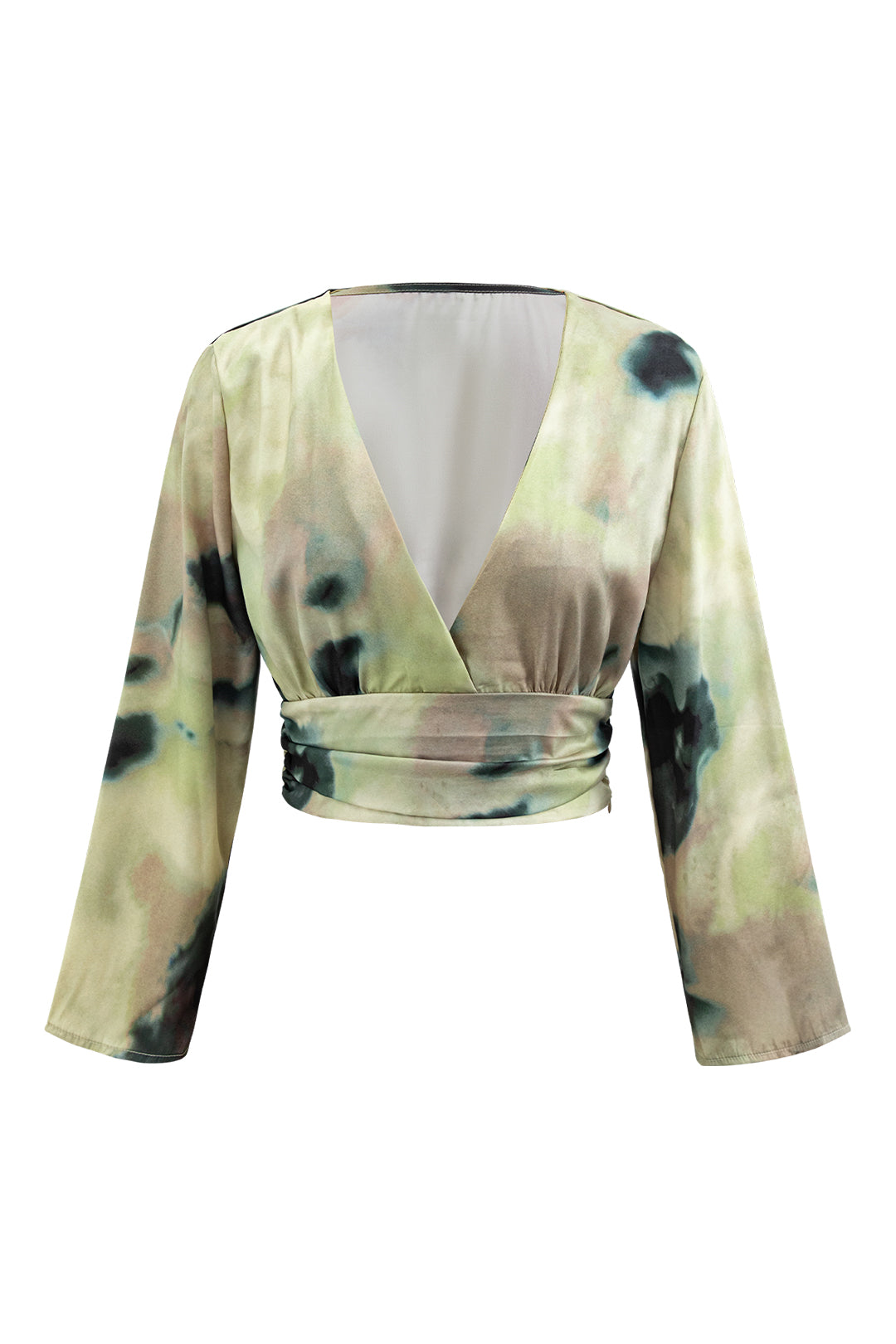 Tie Dye V-neck Satin Blouse