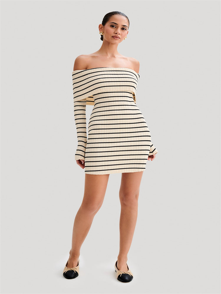 Carol Striped Knit Sweater Mini Dress