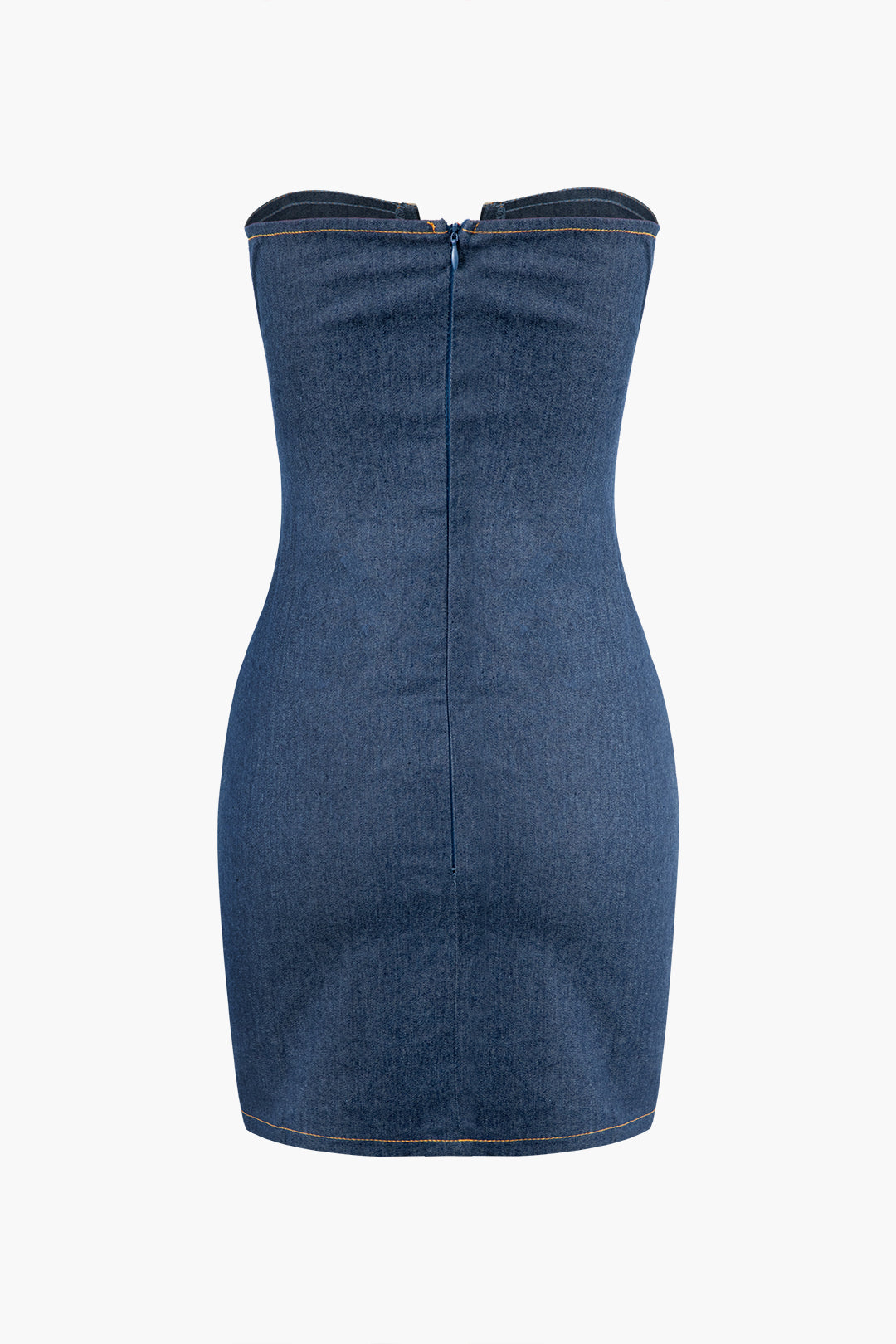 Deep V-neck Denim Strapless Mini Dress