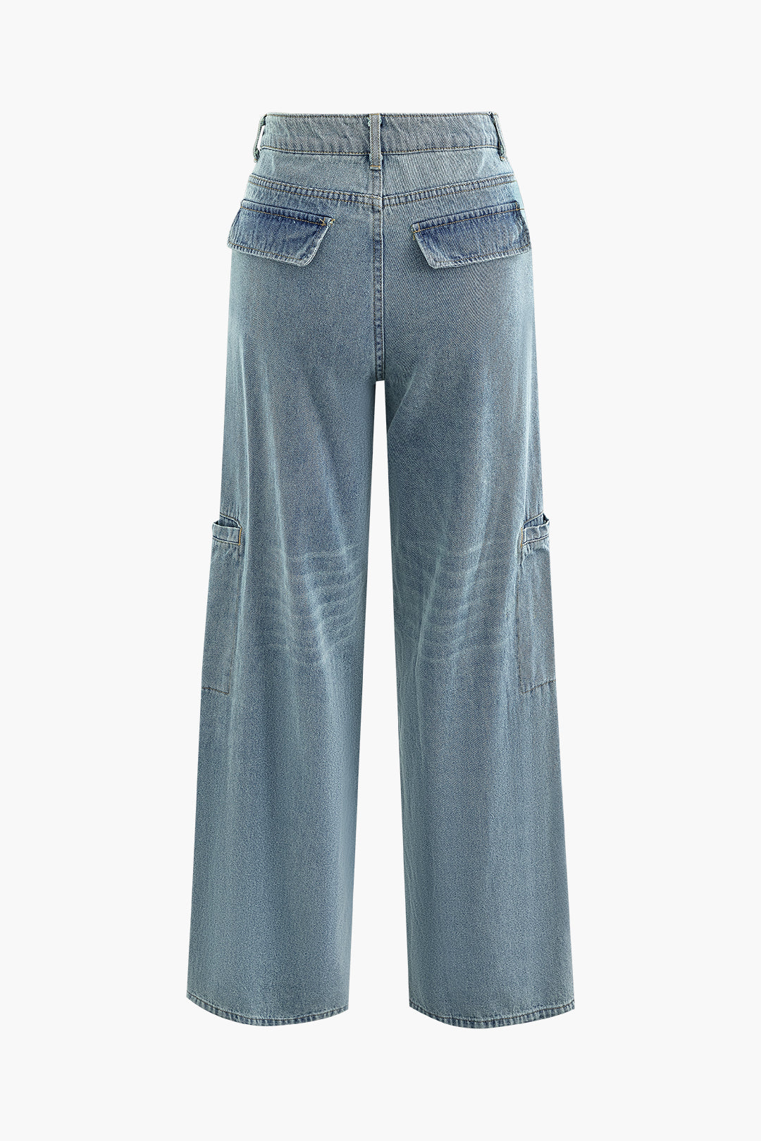 High Waist Side Pocket Straight Leg Jeans