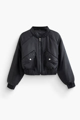 Flap Pocket Zip-Up Bomber Jacket