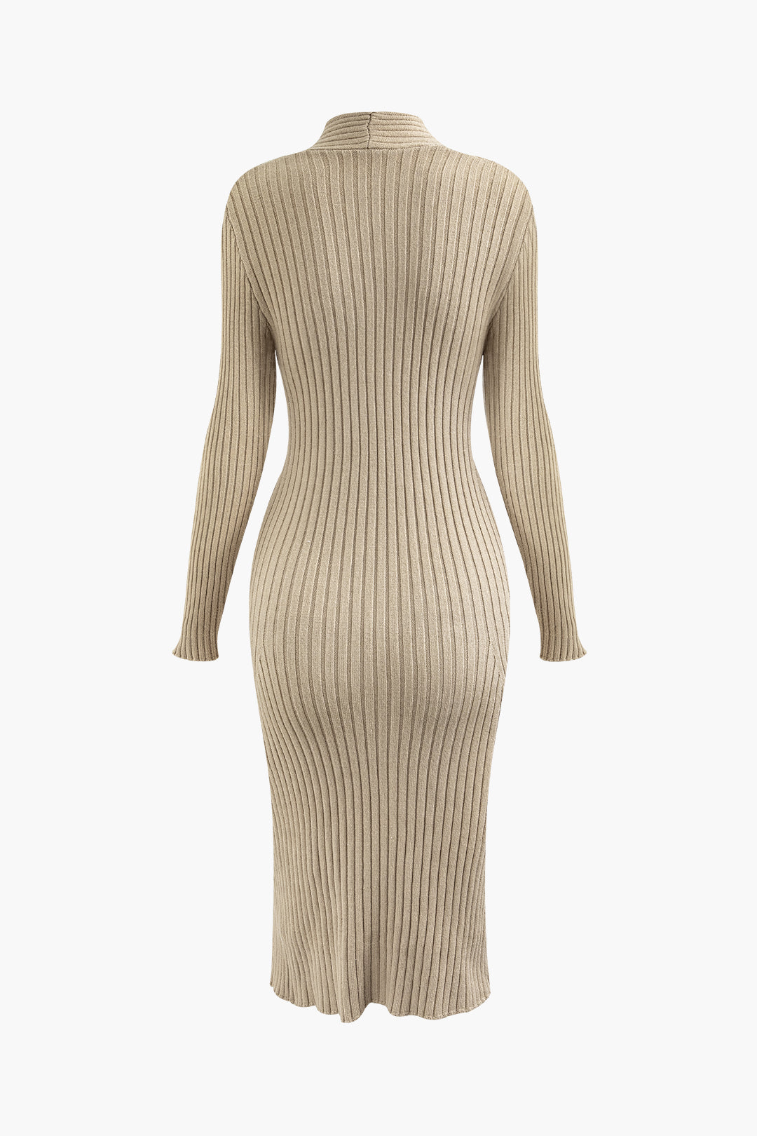 V-neck Rib Knit Slit Midi Dress