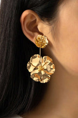 Flower Decor Metal Earrings