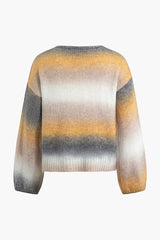 Ombre V-neck Long Sleeve Knit Sweater