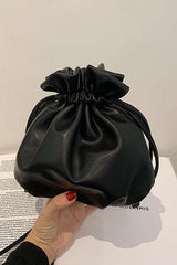 Faux Leather Drawstring Bucket Bag