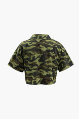 Camo Twist Hem Crop Top