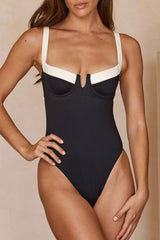 Contrast Knot Cut Out One-Piece Swimsuit