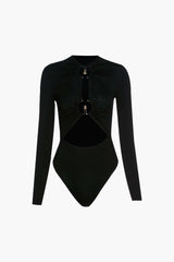 Ring Detail Cut Out Long Sleeve Bodysuit