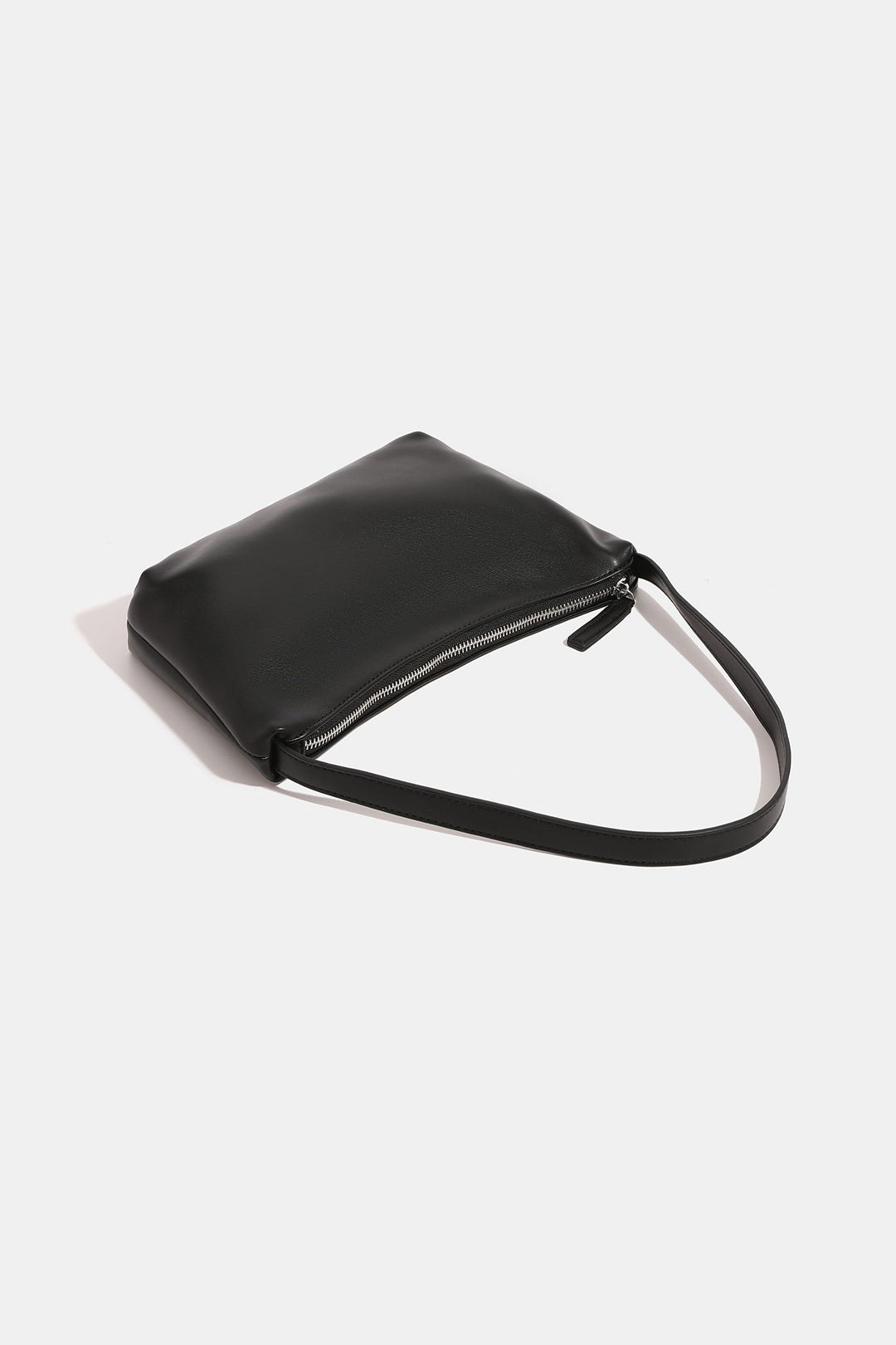 Faux Leather Zip Shoulder Bag