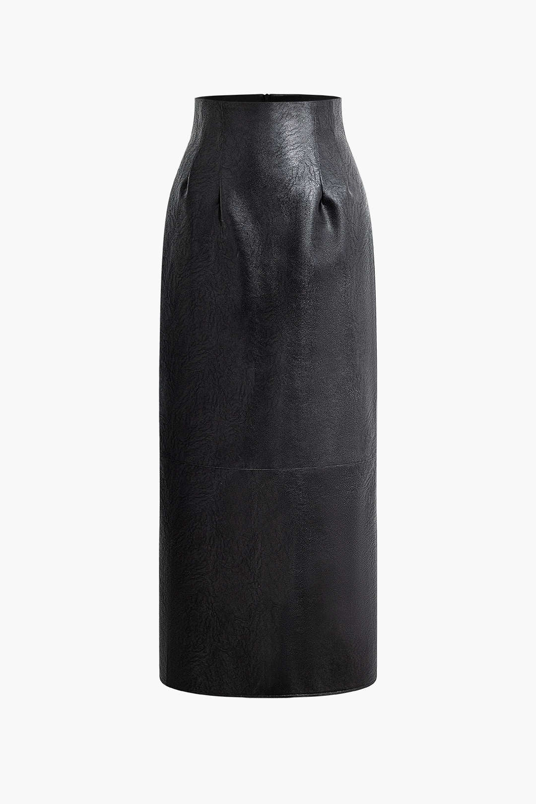 Faux Leather High Waist Split Midi Skirt