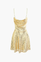 Sequin Embellished Tie Back Mini Dress