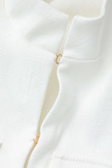 Button Detail Stand Collar Patch Pocket Jacket