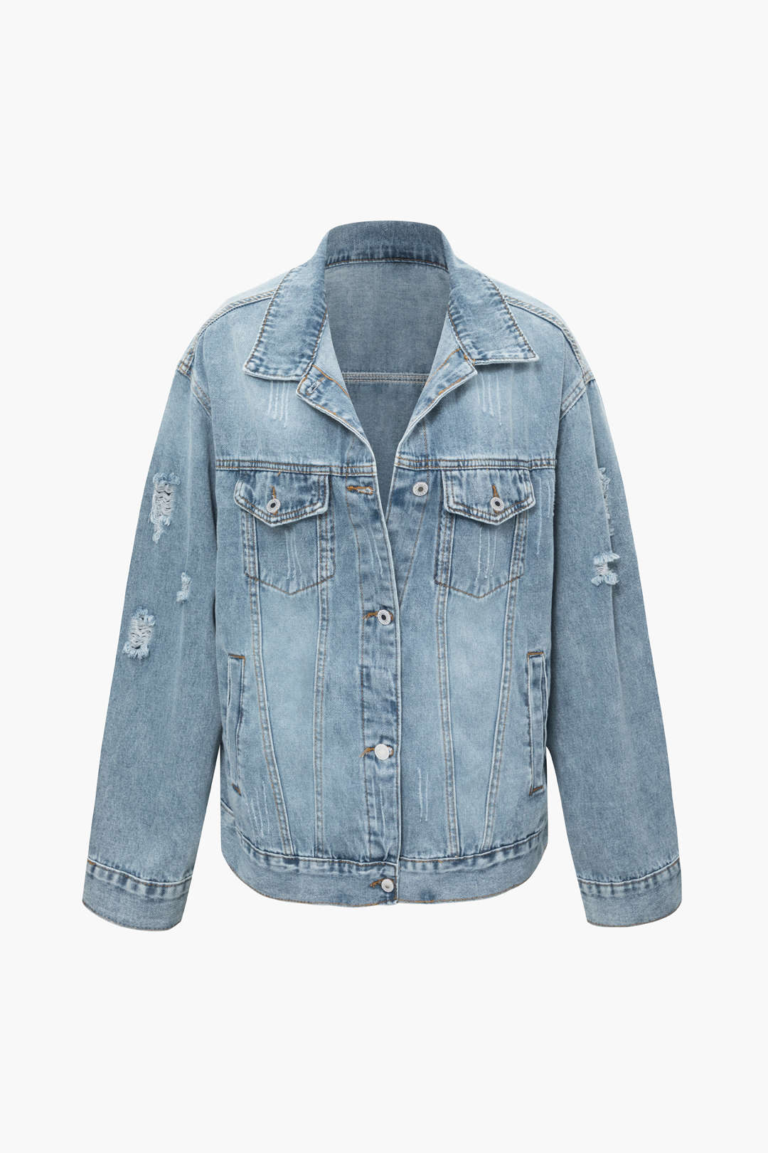 Denim Ripped Chest Pocket Jacket