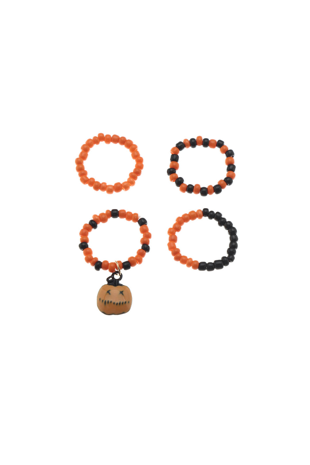 Set Of 4-pcs Pumpkin Beaded Ring