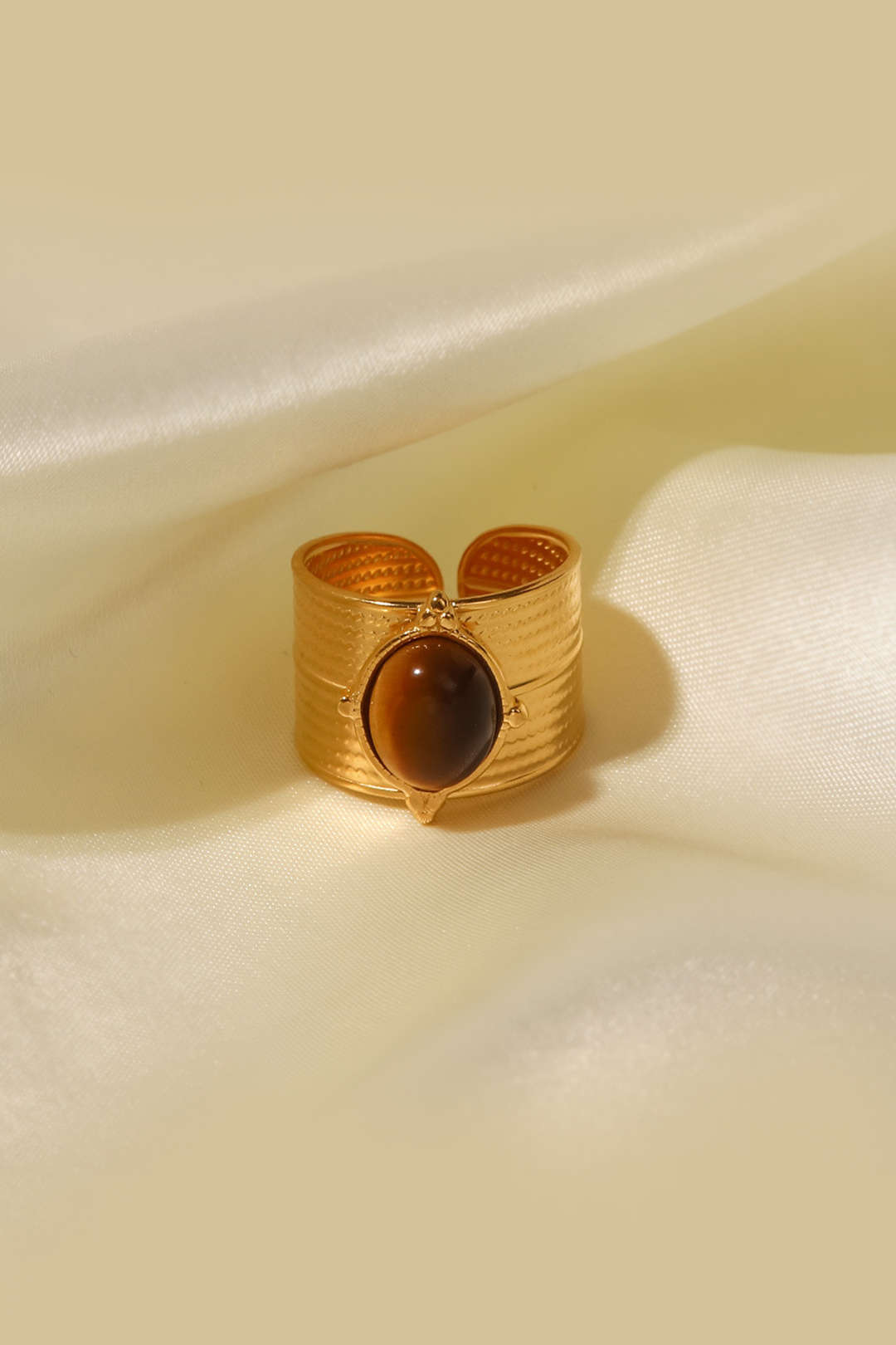 Wide Tiger's Eye Cuff Ring