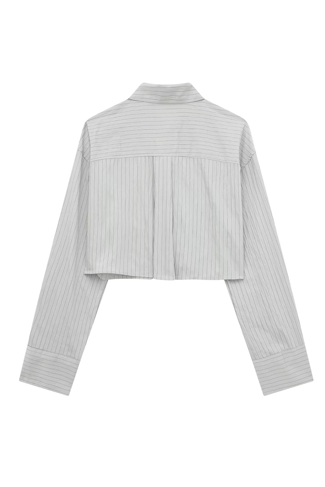 Stripe Pocket Detail Long Sleeve Crop Shirt