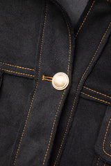 Contrast Stitching Button Up Flap Pocket Jacket