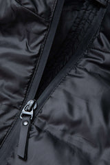 Stand Collar Paneled Zipper Puffer Coat