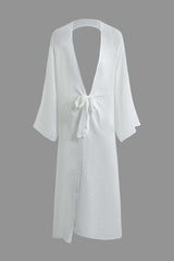 Knot Front V-neck Backless Cover Up