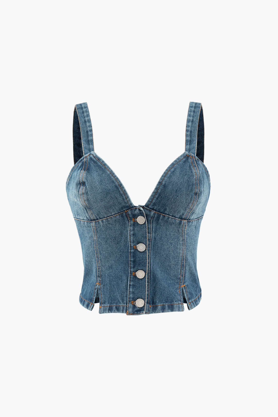 Button Front Denim Cami Top