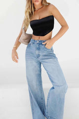 Faded High Waist Straight Leg Jeans