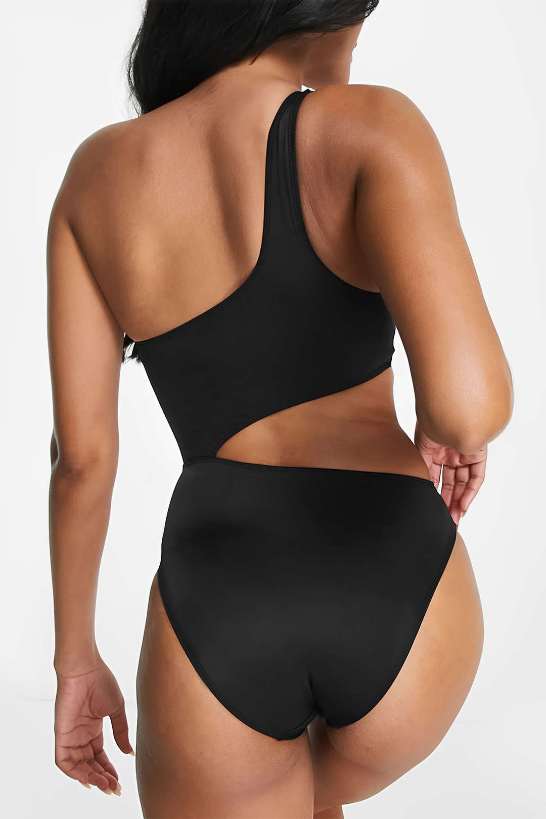 Contrast Cut Out Asymmetrical One-Piece Swimsuits