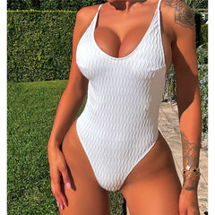 Beatrice Sexy Wrinkled Backless High Leg Cut Monokini