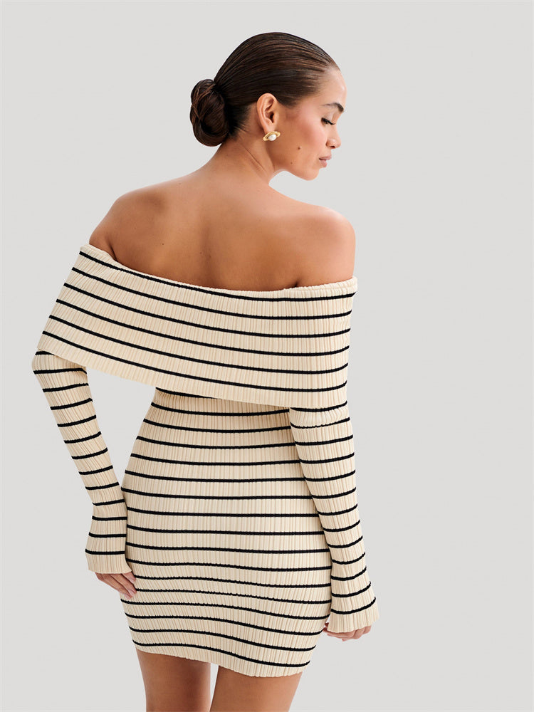 Carol Striped Knit Sweater Mini Dress