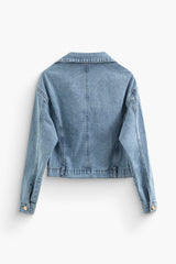 Button Denim Crop Jacket