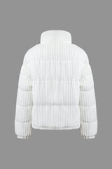 Corduroy Stand Collar Puffer Coat