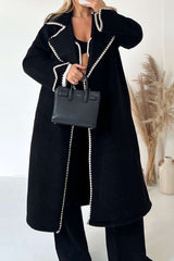 Contrast Trim Button Up Long Coat