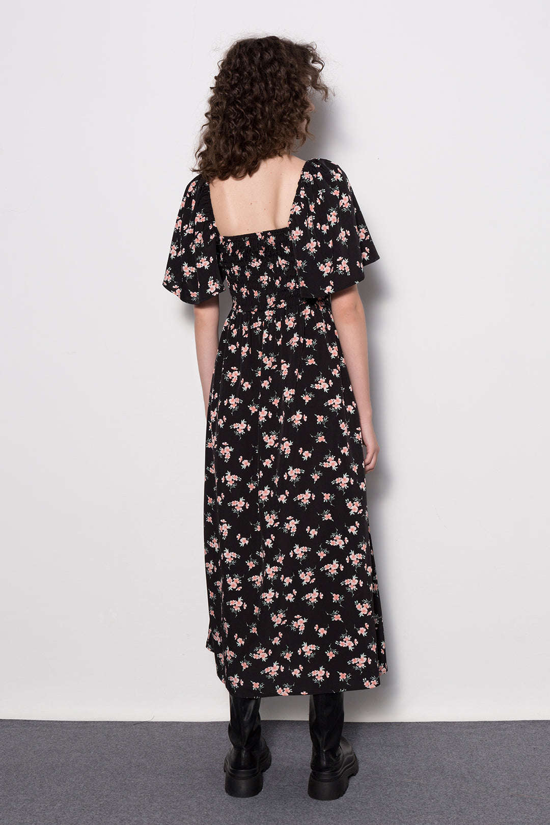 Floral Tie Front Midi Dress