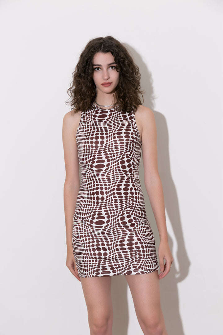 Spot Printed Bodycon Mini Dress