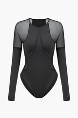 Mesh Patchwork Long Sleeve Bodysuit