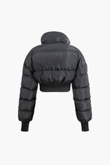 Zipper Stand Collar Crop Puffer Jacket