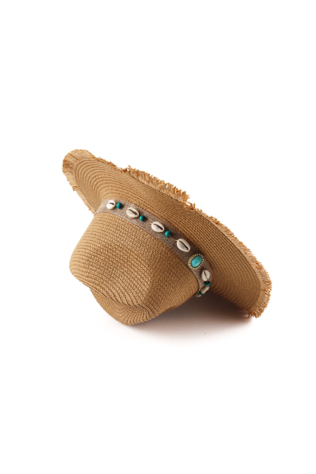 Tassel Shell Detail Straw Cowboy Hat