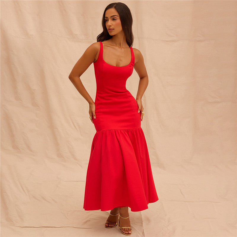 Carmen Backless Maxi Fishtail Dress