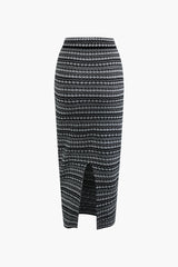 Snowflake Pattern Split Knit Maxi Skirt