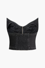 V-neck Zip-Up Strapless Tube Top