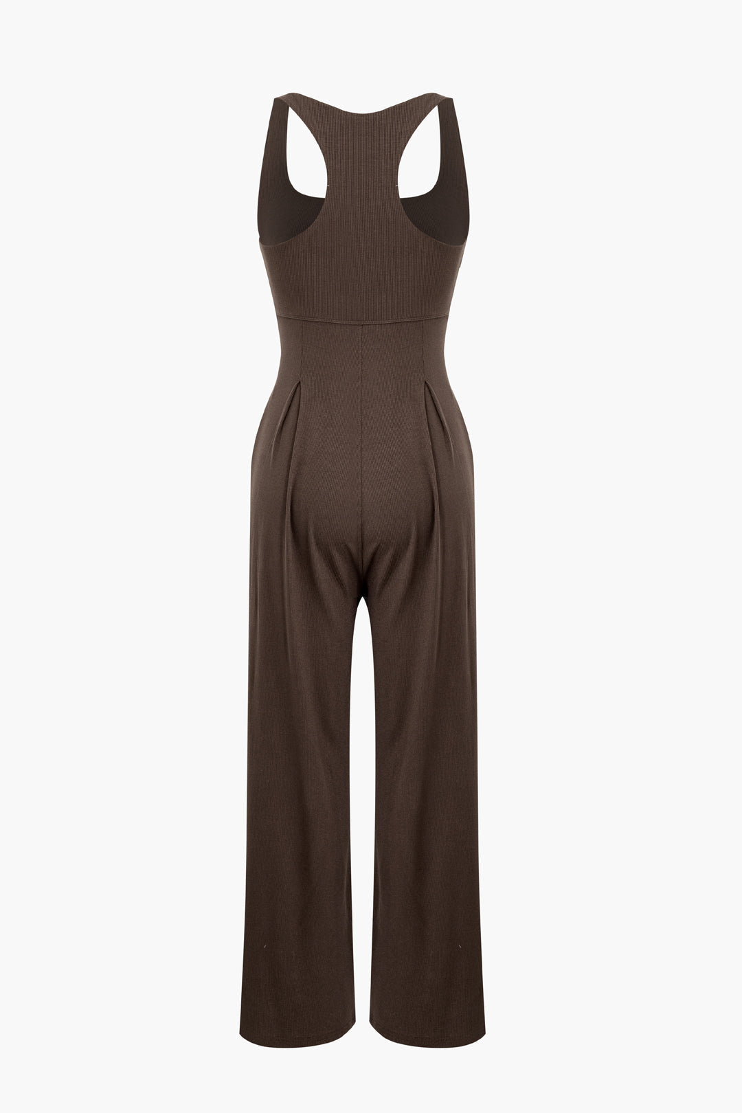 Pleated Square Neck Sleeveless Jumpsuit