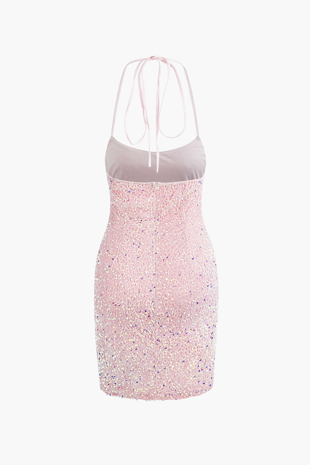 Sequin Embellished Halter Mini Dress