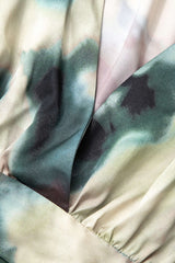 Tie Dye V-neck Satin Fitted Waist Blouse