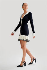 Betty Long Sleeve Ruffled Knit Mini Dress