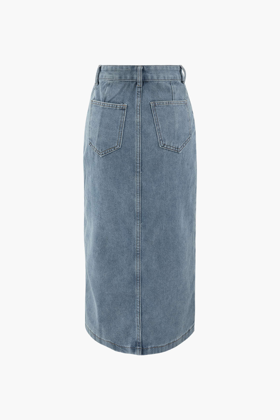 Asymmetric Denim Wrap Slit Skirt