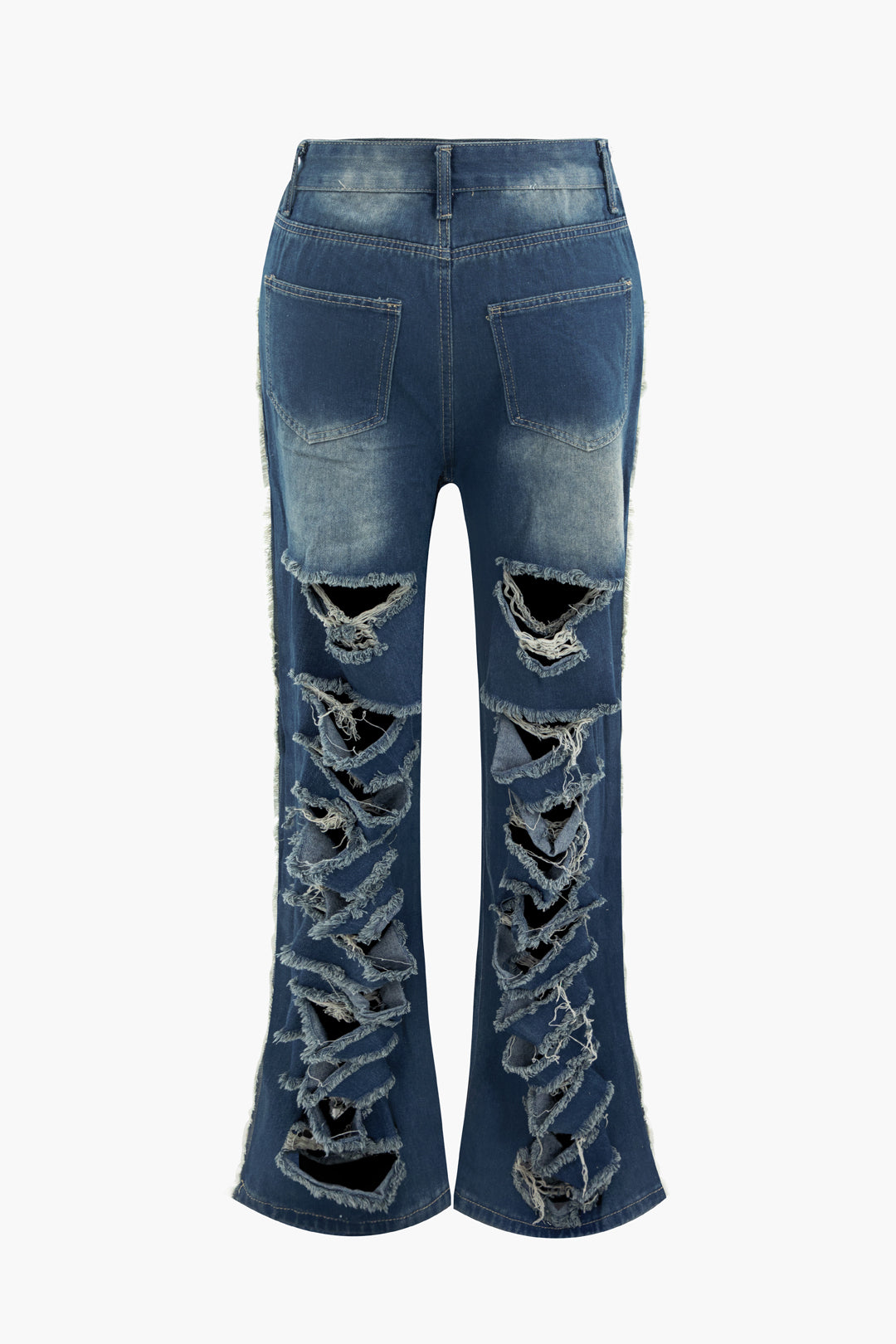 Low Rise Ripped Straight Leg Jeans