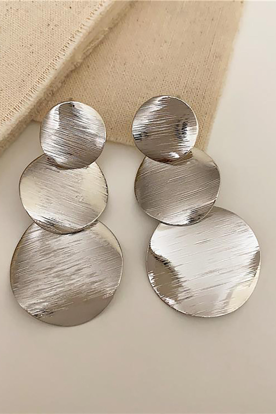 Metal Disc Drop Earrings