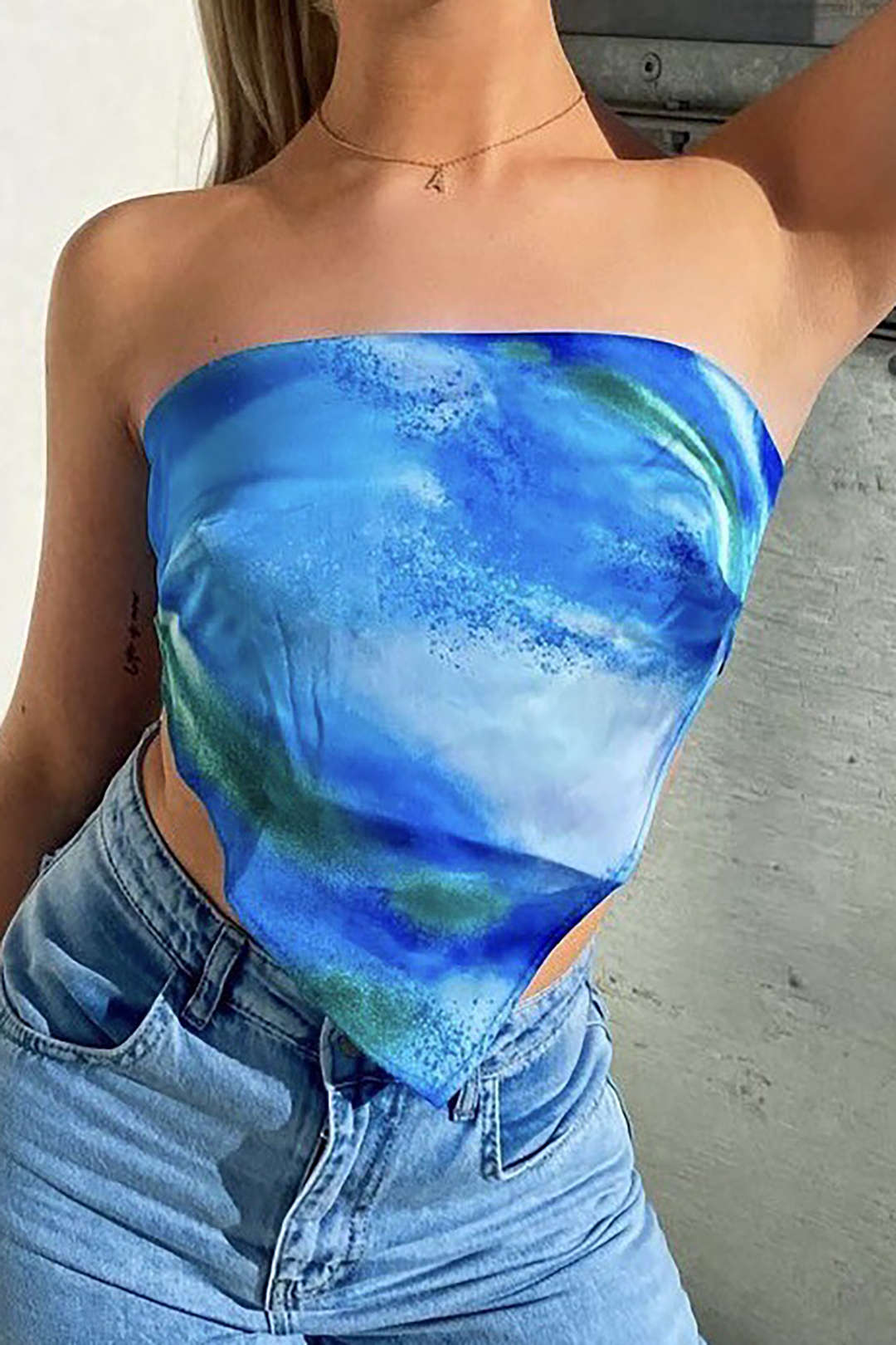 Tie Dye V-hem Tube Top